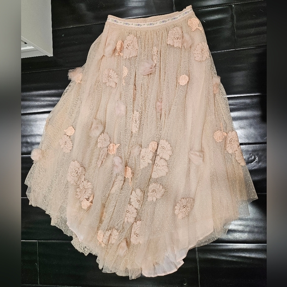 Loveshackfancy LSF rowena tulle floral 3d midi skirt 4 - Picture 3 of 5